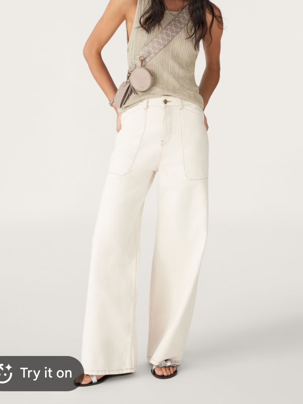 ba&sh Off-White Mallou Wide-Leg Jeans size 38 excellent for summer holiday.